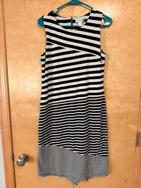 Christopher & Bank Black & White Striped Midi Dress - 😎 Excellent Condition
